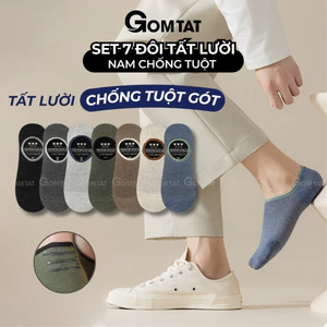 Combo 7 đôi tất lười nam chống tuột gót GOMTAT, vớ lười nam mùa hè đi giày lười cao cấp - MIA-1402-CB7