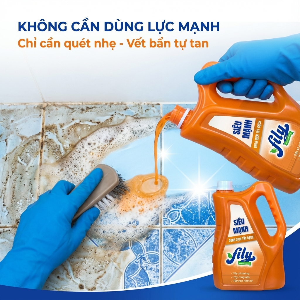 Chất Tẩy Trắng Gạch Rong Rêu Tẩy Xi Măng 2000ml Fily Tẩy Đa Năng Sàn Nhà Cặn Canxi Vết Ố Vàng