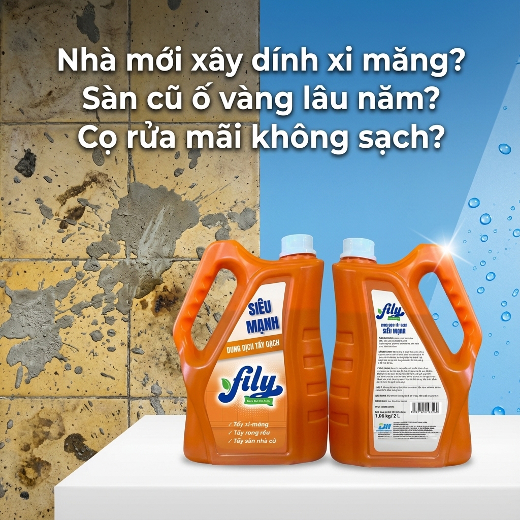 Chất Tẩy Trắng Gạch Rong Rêu Tẩy Xi Măng 2000ml Fily Tẩy Đa Năng Sàn Nhà Cặn Canxi Vết Ố Vàng