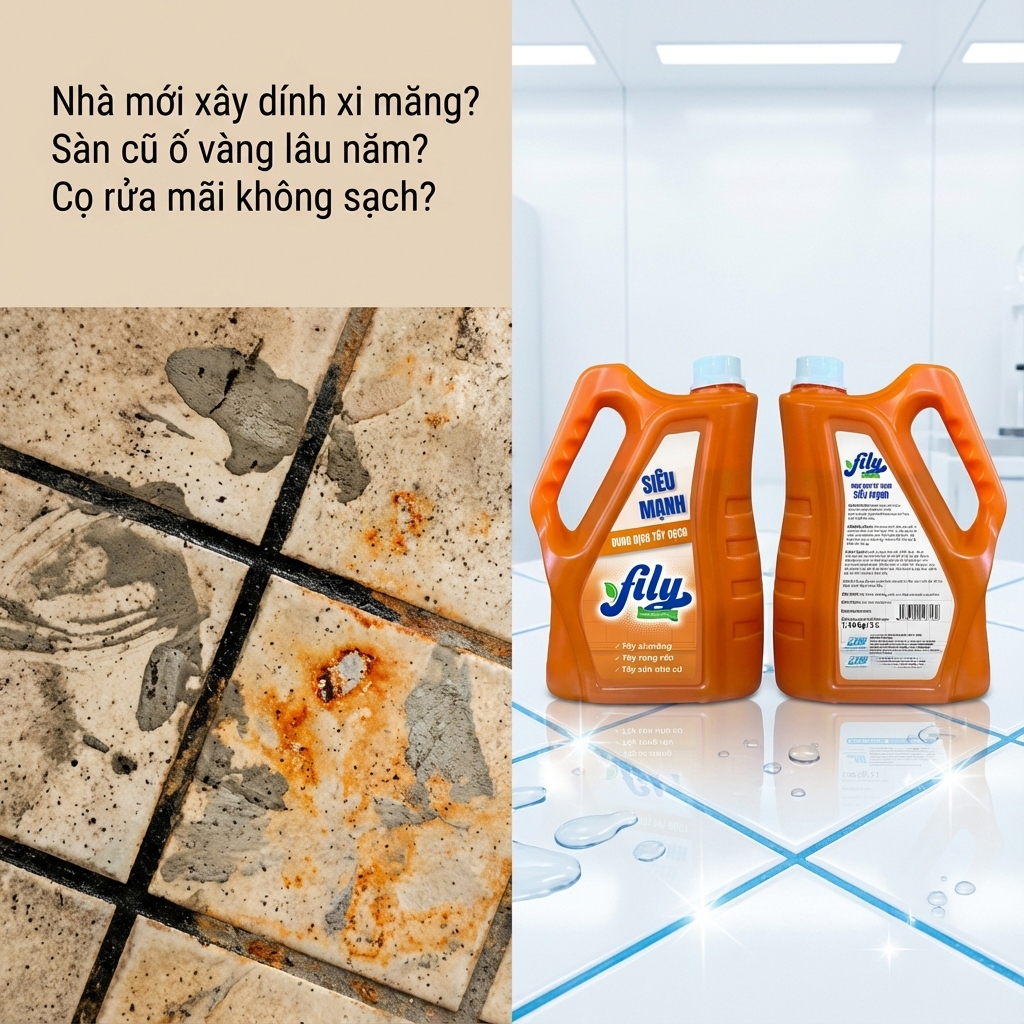 Chất Tẩy Trắng Gạch Rong Rêu Tẩy Xi Măng 2000ml Fily Tẩy Đa Năng Sàn Nhà Cặn Canxi Vết Ố Vàng