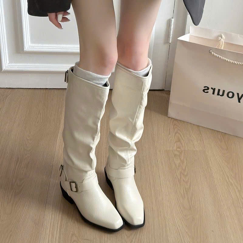 (Sẵn be 38) Giày Bốt Cao Gót Đế Thô Thời Trang Phong Cách Retro Đa Năng Mới Thu/Đông 2025 Dành Cho Nữ