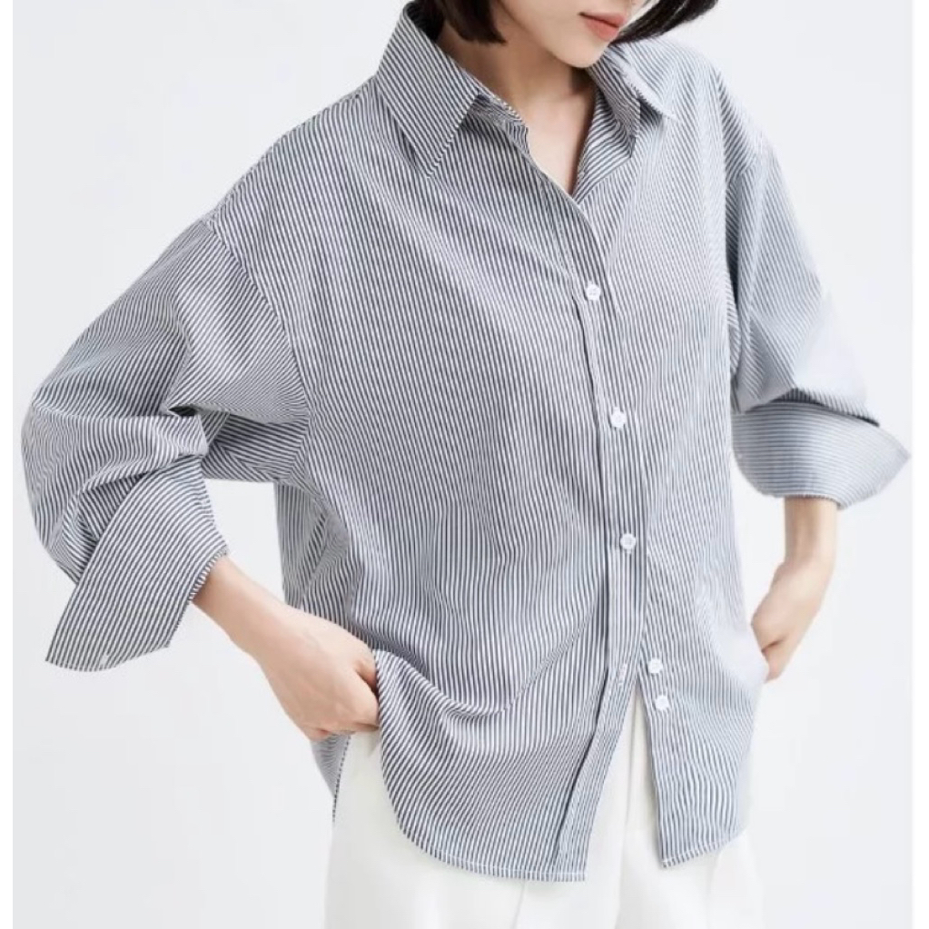 Áo sơ mi kẻ sọc nữ của Hàn Quốc 2 Hand Vintage