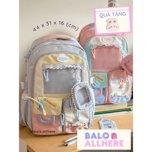 BaLo (XINHXINH) [ORDER] Balo Đi Học Dễ Thương To Nhiều Ngăn Chống Nước Có Móc Khóa Ví BL254