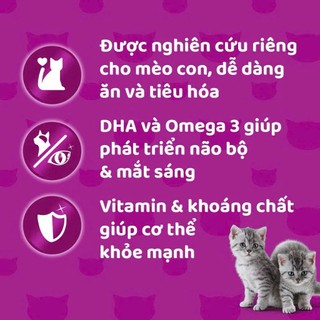 [COMBO] Thức Ăn Dạng Sốt, Pate Whiskas Cho Mèo Con Túi 80g Cá Ngừ, Cá Hồi, Cá Thu Bổ Sung Dinh Dưỡng Pet Kool
