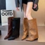 Giày Bốt Dáng Váy Đế Cao Bồi Miền Tây Đế Vuông Có Size Lớn