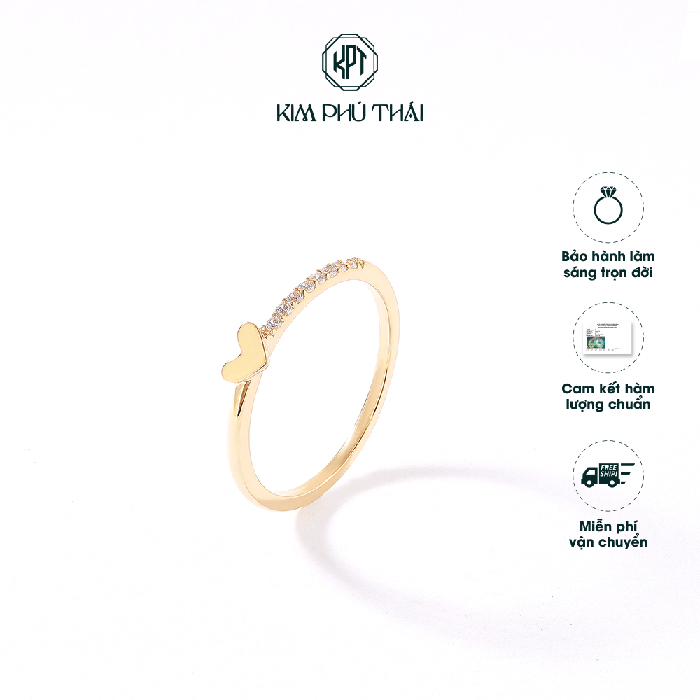 Nhẫn Nữ KIM PHÚ THÁI Vàng 10K Họa Tiết Trái Tim Đính Đá – NV10