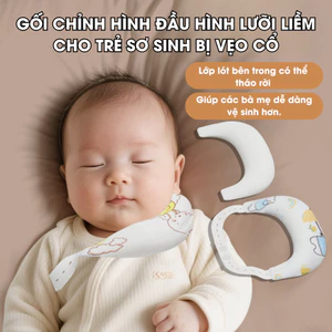 Gối định hình lưỡi liềm form cổ cho bé, Gối đỡ cổ cho bé từ 1 tháng tuổi chất liệu êm ái an toàn Life plus GDH01