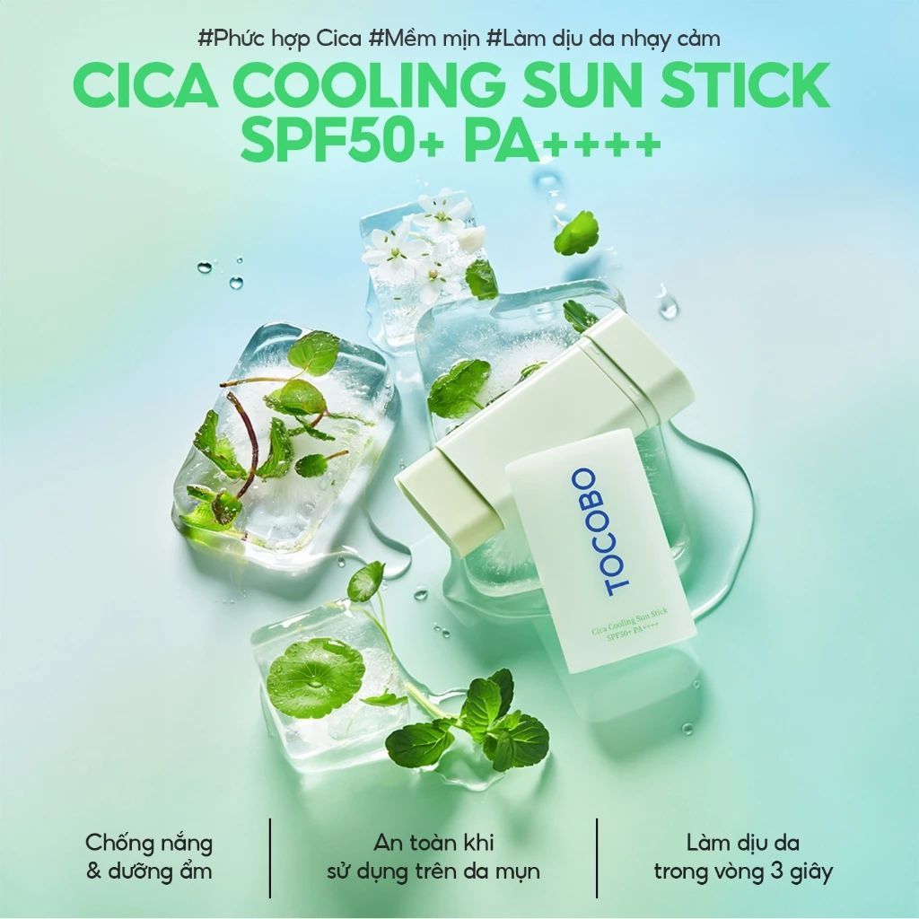 [KOL] Minisize Sáp chống nắng dịu da Cica Tocobo Cooling Sun Stick SPF50+ PA++++ 11g