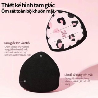 Mút Trang Điểm Họa Tiết Da Báo GUOXIAONIU Tán Nền, Chống Thấm, Siêu Mềm Mịn - Bebeau