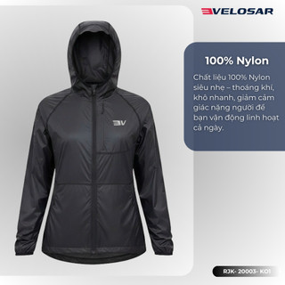 Áo Jacket FW Thể Thao Nữ VELOSAR RJK-20003 – Siêu Nhẹ – Trượt Nước – Chắn Gió