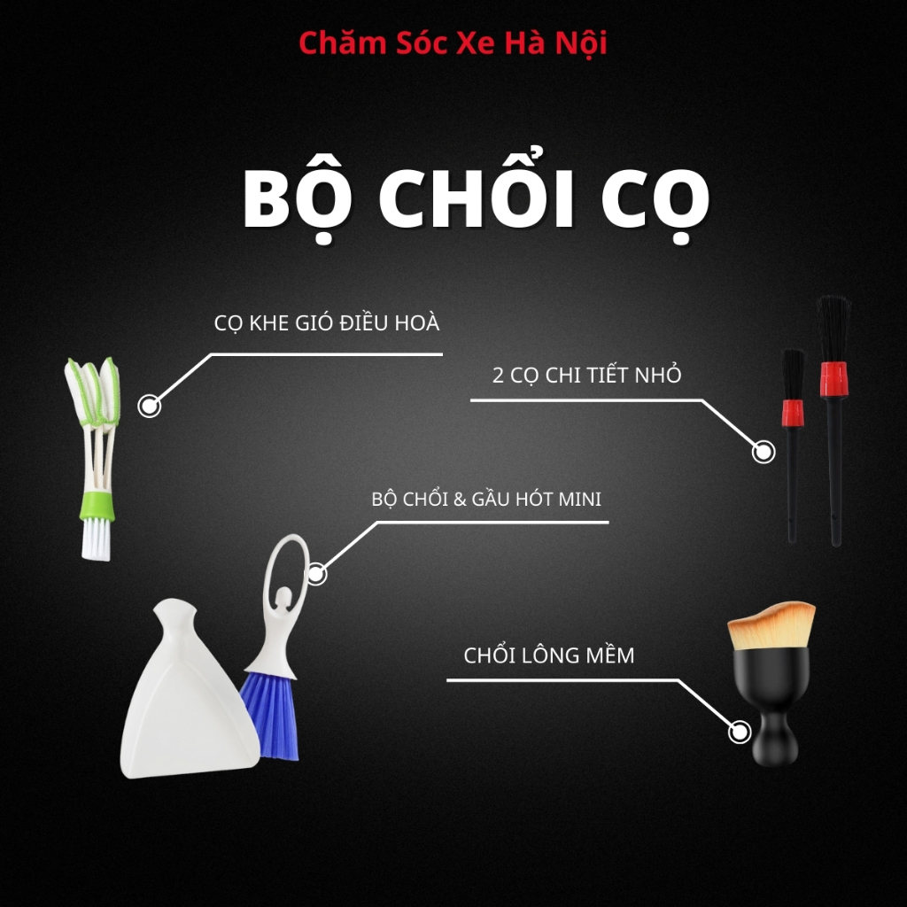Combo 7 Món Dọn Nội Thất Ô Tô Đa Năng | Bộ Dụng Cụ Vệ Sinh Xe Hơi Tiện Lợi