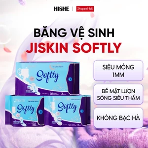 Băng vệ sinh Jiskin Softly KHÔNG BẠC HÀ mặt bông lượn sóng, bản siêu mỏng, dịu nhẹ với da nhạy cảm
