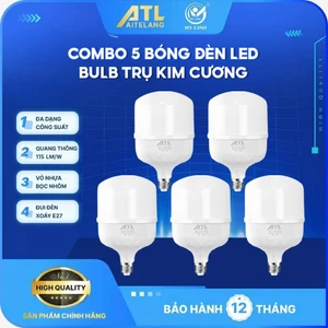 Combo 5 bóng đèn Led trụ hiệu ATL 20W, 30W, 40W, 50W, 60W loại bóng đơn,siêu sáng,bền,tiết kiệm điện