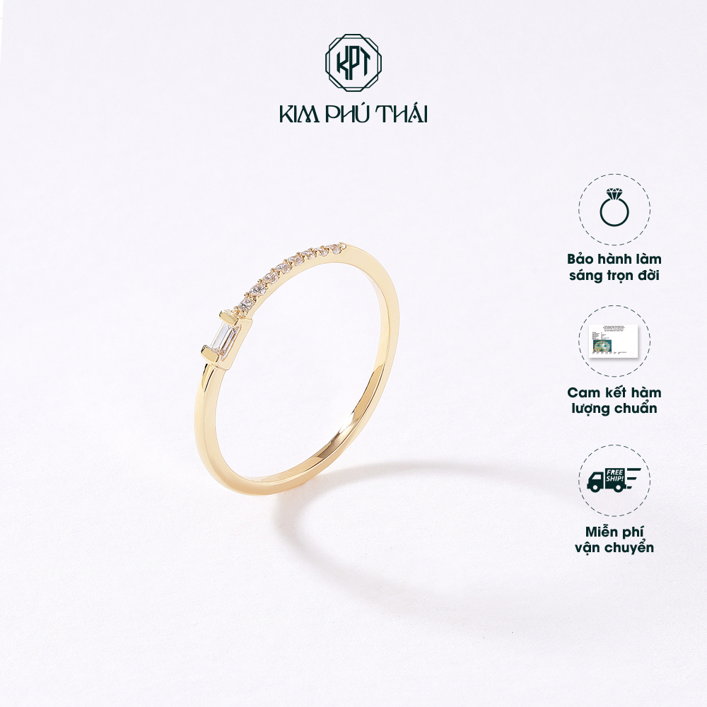 Nhẫn Nữ KIM PHÚ THÁI Vàng 10K Thiết Kế Đá Chữ Nhật – NV12
