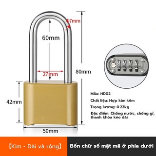 AIMVUKES Ổ Khoá Số Khoá Mật Khẩu Cao Cấp Chống Đập Chống Nước Hiệu Quả màu vàng.