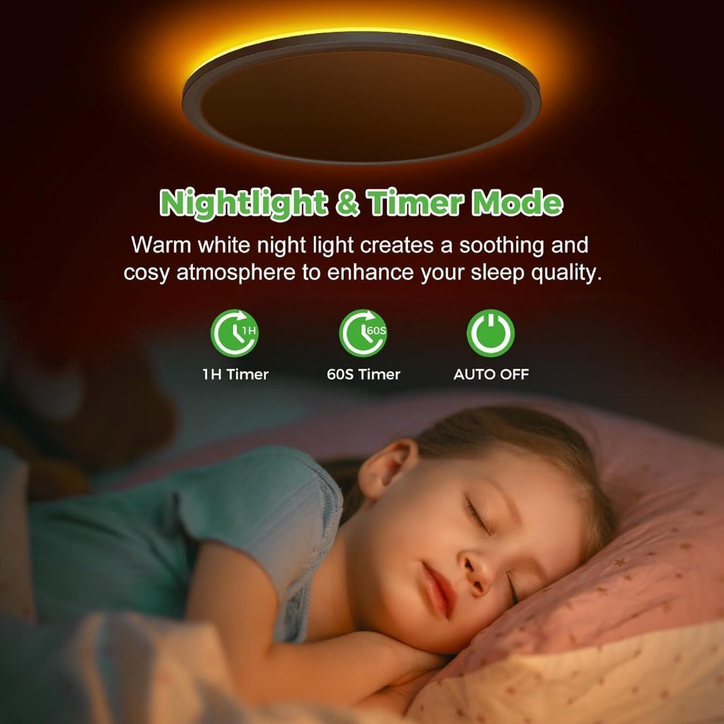 Đèn Trần LED Amber 3 Màu Ánh Sáng,Điều Khiển Từ Xa,Đèn Ốp Trần Phòng Khách Phòng Ngủ Cao Cấp 18W/24W