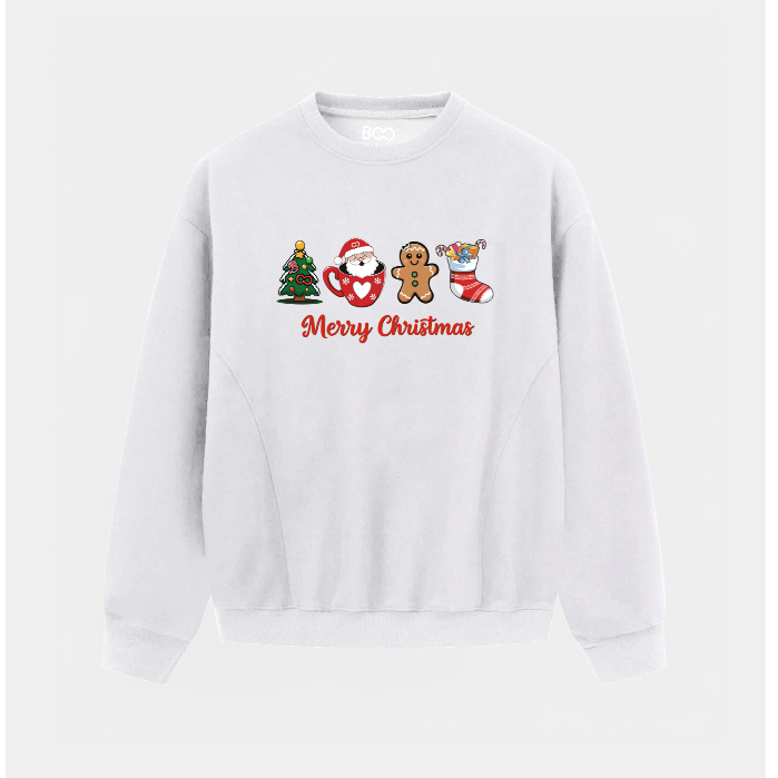 [BST Giáng Sinh] Áo Nỉ BOO Không Mũ Unisex Form Overfit In Họa Tiết Noel Chất Liệu Ấm Áp, Dày Dặn