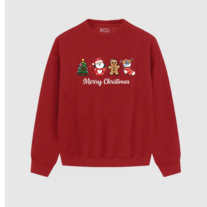 [BST Giáng Sinh] Áo Nỉ BOO Không Mũ Unisex Form Overfit In Họa Tiết Noel Chất Liệu Ấm Áp, Dày Dặn