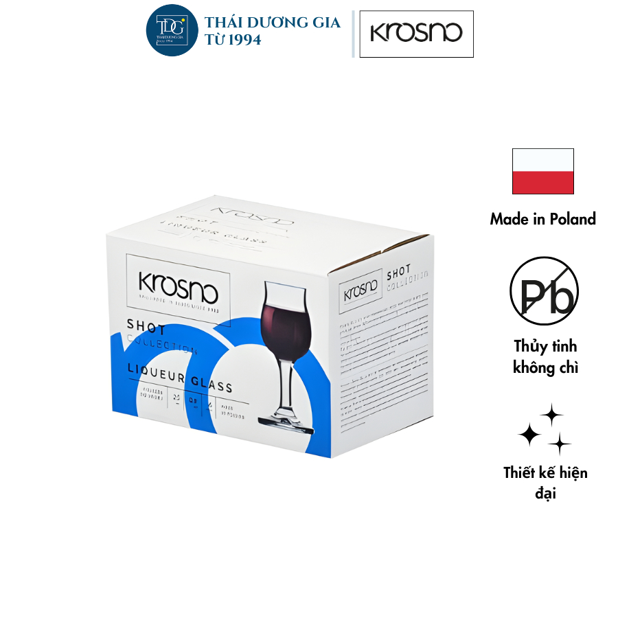 Bộ 6 ly pha lê uống rượu nhỏ 25ml cao cấp nhập khẩu Ba Lan Krosno - 786049 | Thái Dương Gia
