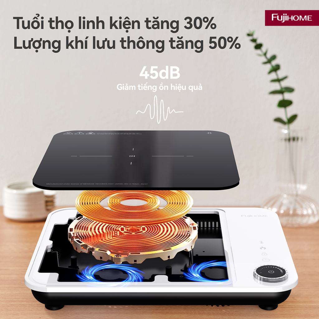 Bếp từ mini Nhập Khẩu FUJIHOME IC1901W, bếp điện từ đơn nấu nhanh công suất lớn tiết kiệm điện
