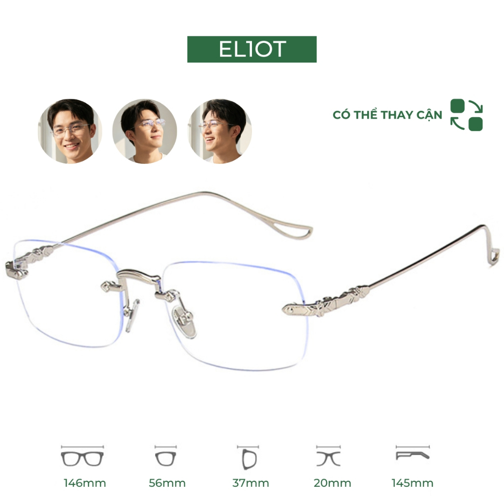 Gọng kính không viền ELIOT EYEWEAR càng kính kim loại chắc chắn thời trang nam nữ el16096