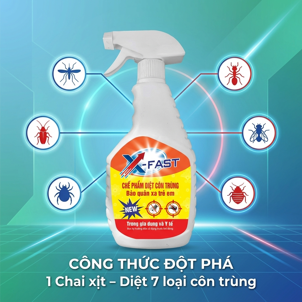 Bình Xịt Côn Trùng Ruồi Muỗi Kiến Gián Đa Năng 350ml X-Fast Nước Diệt Côn Trùng Trong Nhà Đa Năng