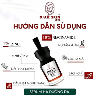 Serum Quê Skin dưỡng sáng từ niacinamide 10% + zinC 1% + arbutin từ nụ tầm xuân và cúc la mã