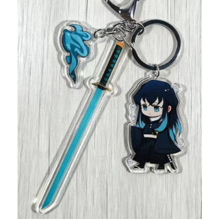 Móc Khóa Acrylic Anime kèm Thanh Kiếm, Mặt Treo Túi (Bag Charm) Tanjiro Nezuko Zenitsu