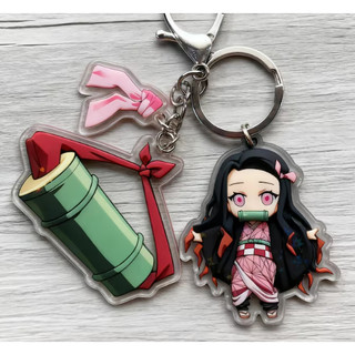 Móc Khóa Acrylic Anime kèm Thanh Kiếm, Mặt Treo Túi (Bag Charm) Tanjiro Nezuko Zenitsu