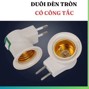 Đui đèn cắm tường E27 COMBO 2c,đui đèn có công tắc và phích cắm trực tiếp,đuôi đèn E27,chuôi đèn xoay,đui bóng đèn E27
