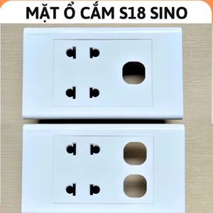 Mặt ổ cắm 2 lỗ S18 Sino,2 ổ cắm 2 chấu + 1 lỗ hạt tròn S18 Sino,bộ ổ cắm đơn 2 chấu 16A S18,ổ cắm đôi hai chấu âm tường