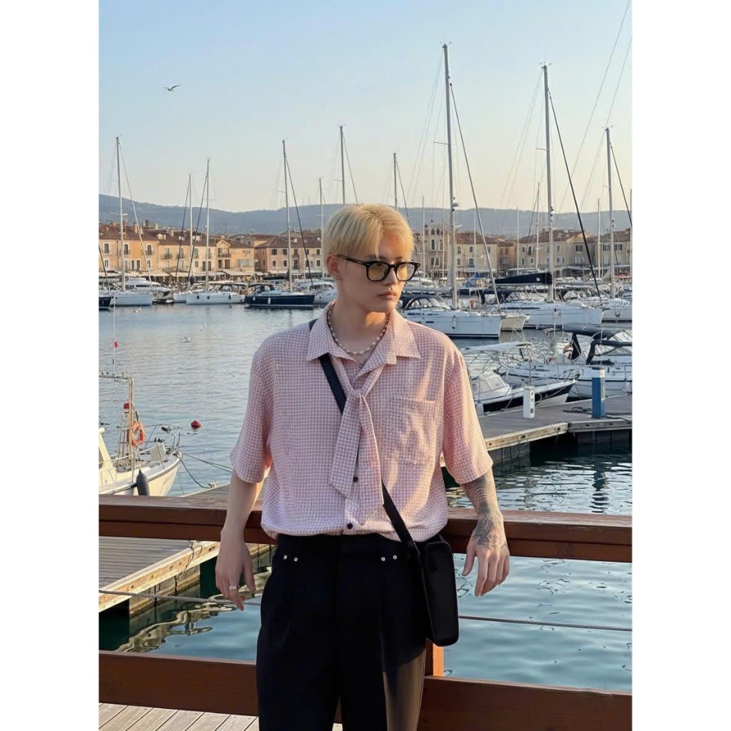 Áo Sơ mi tay ngắn Cà vạt HITCH Style Hàn CVCVNI Unisex