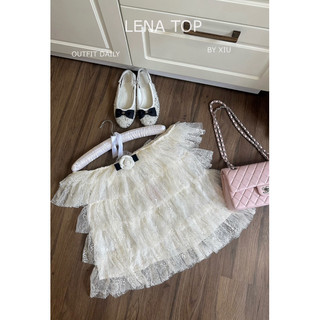 BY XIU ( CHÍNH CHỦ THIẾT KẾ ) - " Lena Top " ÁO REN TRỄ VAI KÈM NƠ HOA TRÀ ( nick mới của By Xiu )