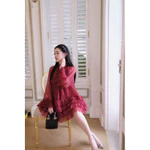 Váy voan tơ xốp tay xoè bồng tiểu thư đi tiệc sang chảnh - Đỏ Đô - Hàng Thiết Kế - TY CLOTHING — ảnh 2