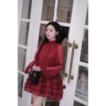 Váy voan tơ xốp tay xoè bồng tiểu thư đi tiệc sang chảnh - Đỏ Đô - Hàng Thiết Kế - TY CLOTHING — ảnh 3