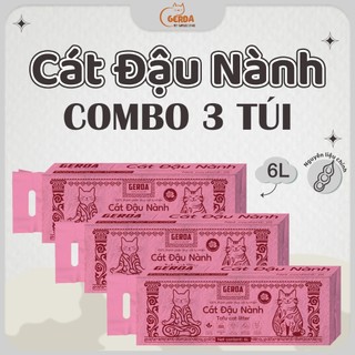 Combo 3 túi đậu lành hương hoa hồng 6L cho mèo . siêu vón cục -không bết đáy . khử mùi tốt