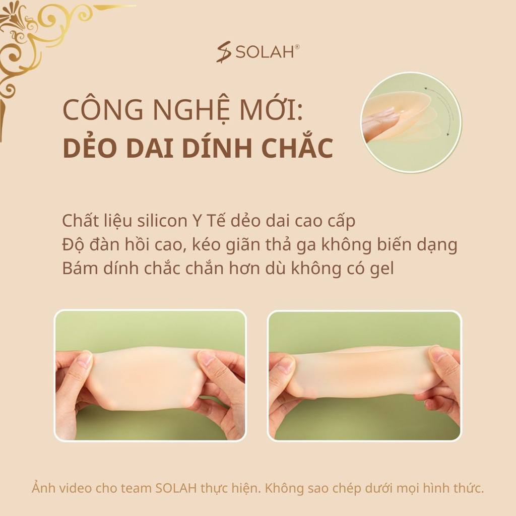 Miếng Dán Ngực Silicon Non Không Gel SOLAH Dẻo Dai 5 Màu Size 8cm 10cm Nhiệt Tự Thân Tàng Hình NP06
