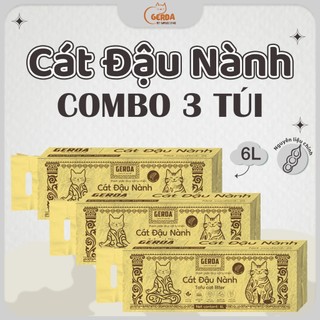 (combo 3 túi cát đậu nành 6L) - không mùi . cát sinh học vệ sinh cho mèo .vón cục và khử mùi an toàn