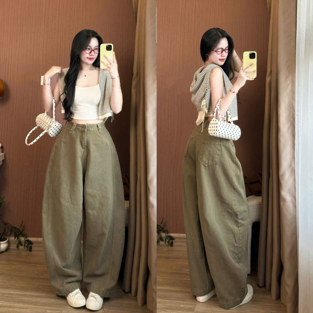 Quần Jeans Nữ Ống Cong Màu Nâu Phối Line Cá Tính Joolate Tôn Dáng Che Khuyết Điểm Thoải Mái Đi Làm Đi Học