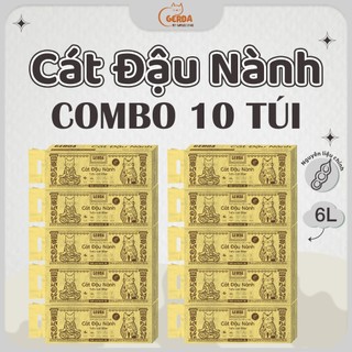(combo 10 túi cát đậu nành 6L) - không mùi . cát sinh học vệ sinh cho mèo.vón cục và khử mùi an toàn