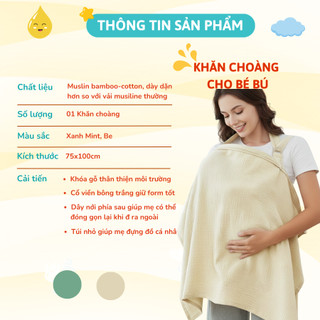 Khăn Choàng Cho Bé Bú Coniu, Chất Liệu Vải Muslin Cao Cấp Mềm Mại Thoáng Khí và Độ Bền Cao