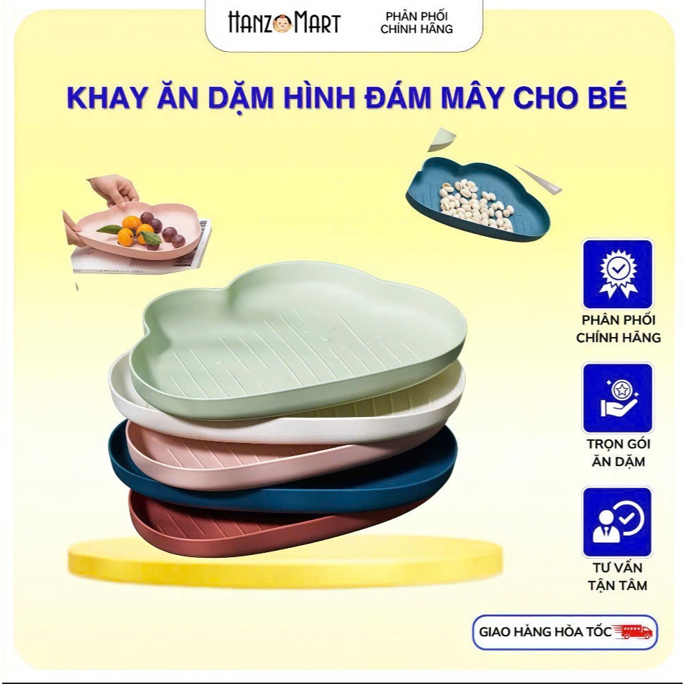 Khay ăn dặm hình đám mây trang trí cho bé ăn dặm