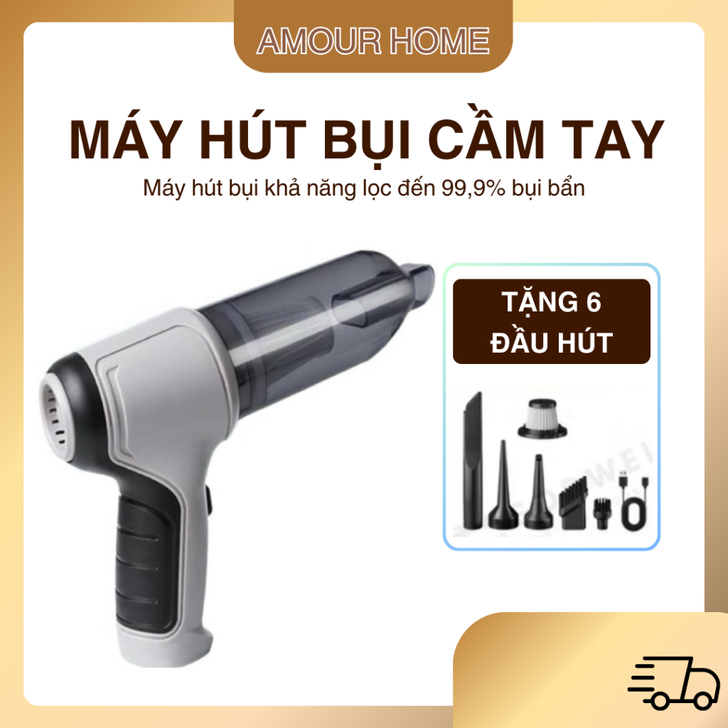 TAMASHIO Máy Hút Bụi Cầm Tay Không Dây 6 Đầu Hút 3IN1 Hút Thổi Bơm 9000Pa 4000mAh Pin HEPA Cao Cấp