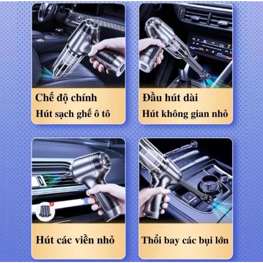 Máy Hút Bụi Cầm Tay Không Dây Nhật Bản TAMASHIO 6 Đầu Hút, Máy Hút Bụi Ô Tô, Giường Nệm, Lông Chó Mèo