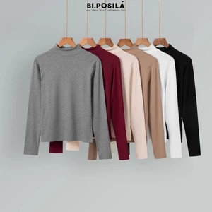 ÁO CỔ LỌ 5 PHÂN BASIC BI.POSILÁ FORM ÔM VỪA TÔN DÁNG CHẤT LIỆU VẢI THUN COTTON BORIP CO GIÃN, MỀM MỊN