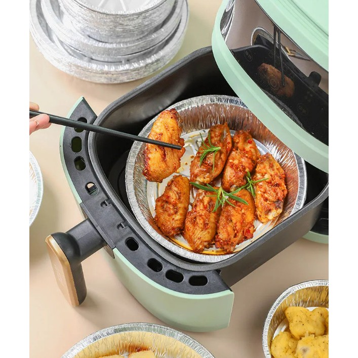 Combo 100 Khay Giấy Bạc Lót Nồi Chiên Không Dầu, Lò Nướng - Khuôn Đĩa Nhôm Đựng Thức Ăn, Thực Phẩm Nhiều Size