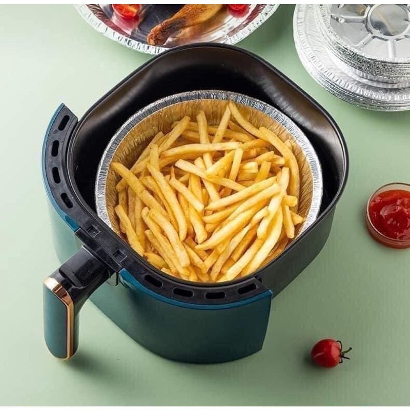 Combo 100 Khay Giấy Bạc Lót Nồi Chiên Không Dầu, Lò Nướng - Khuôn Đĩa Nhôm Đựng Thức Ăn, Thực Phẩm Nhiều Size