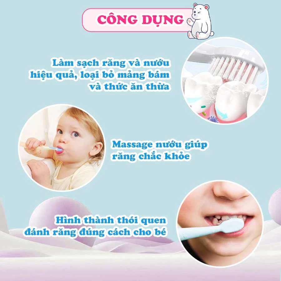 Bàn chải đánh răng Midkid cho bé từ 1 tuổi giúp làm sạch răng, lông chải mềm mại