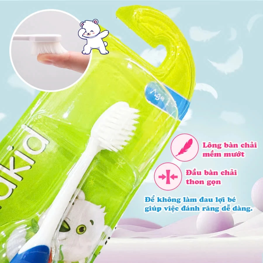 Bàn chải đánh răng Midkid cho bé từ 1 tuổi giúp làm sạch răng, lông chải mềm mại