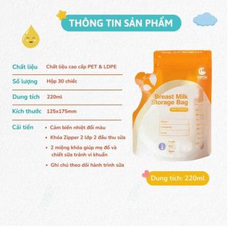 Túi Trữ Sữa Coniu Có Cảm Biến Nhiệt An Toàn, Giữ Lạnh Tốt 1 Hộp 30 Cái